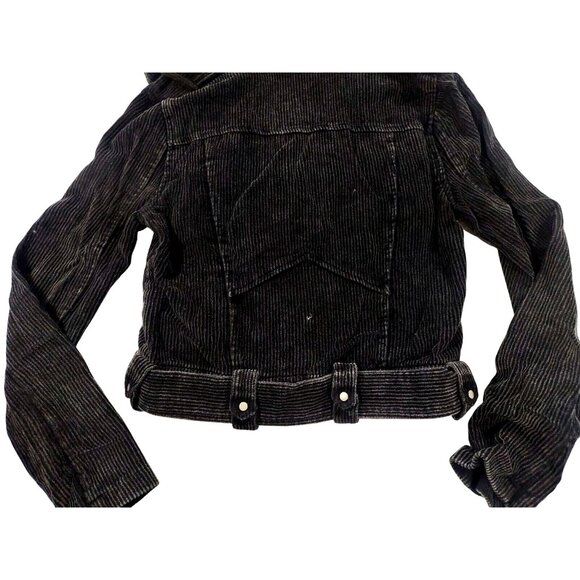 NWT VICI X FATE Womens Black Corduroy Belted Moto Jacket Sz XS Utility Y2K Biker - Picture 8 of 10